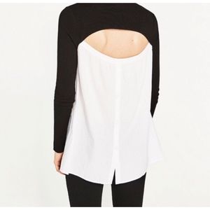 ZARA Knit Contrast Cutout Sweater Top